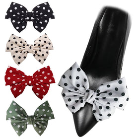 Hot Decorative Handmade Detachable Bow Metal Shoe Clips Dots Decorations Accessories Buckles Fashionable Durable Customized 12cm