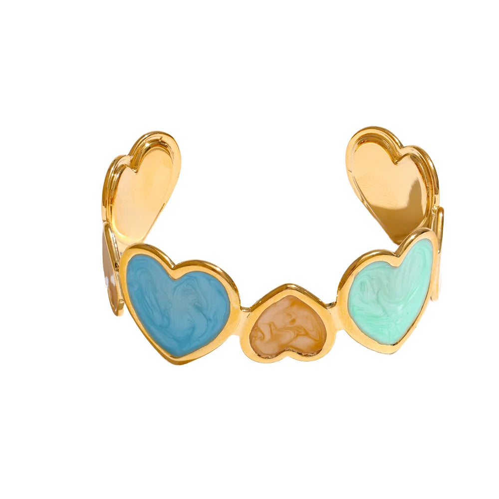 18K Gold Plated Open Bracelet New Arrival Colorful Enamel Bangle PVD Stainless Steel Women's Fashion Jewelry Gift