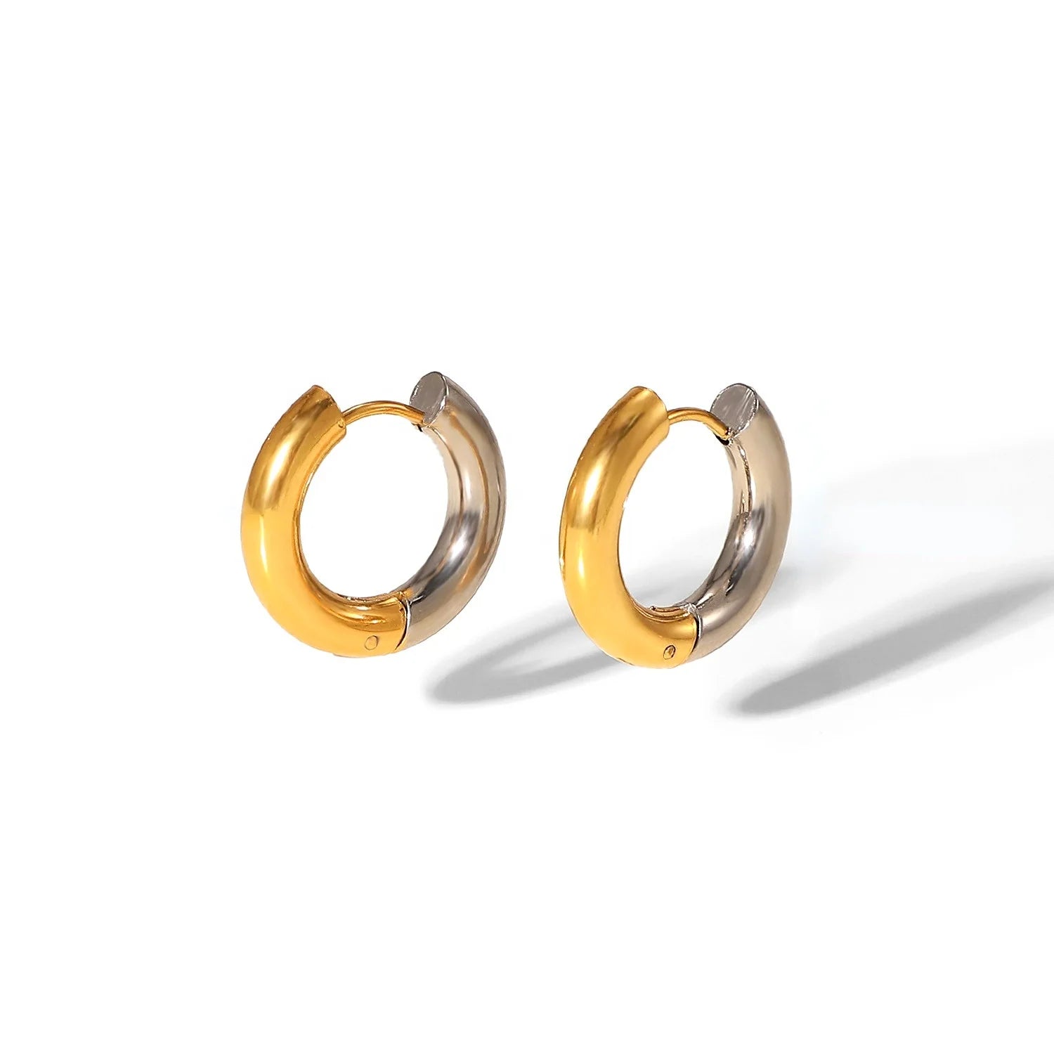 Minimalist Style 4mm Huggie Earrings Trendy Color Blocking Hoop Jewelry Hypoallergenic Stainless Steel for Men and Women