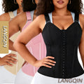 LANGQIN Women's 14 Steel Bone 2 Layers Breathable Quick Dry Plus Size Matte Polyester Zipper Corset Cincher Body Shaper Girdle
