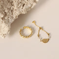 Ocean Style Adjustable Ring 18K Gold Plated Stainless Steel Seashell Shell Shape Ring with Conch Pearl Trendy Jewelry