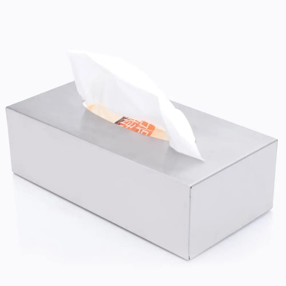 Rectangular Mirror Polishing Stainless Steel Tissue Box Metal Tissue Paper Holder Lay on Wall Mounted