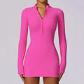 Custom Logo Summer Sports Bodysuit for Ladies Mini Dress with High Stretch & Zip Front for Running Yoga & Sports