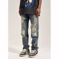 OEM FOG Private Blue Brand Drop Shipping Stock Patched Pants Paint Denim Men Jeans