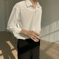 Ice Silk Sexy Mens Shirts Top Quality Drape Solid Color Loose Harajuku White Longsleeve Shirt for Men Japanese Streetwear