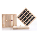 Bamboo & Velvet Rectangle 5-Line Grooved Rings Jewelry Display Tray