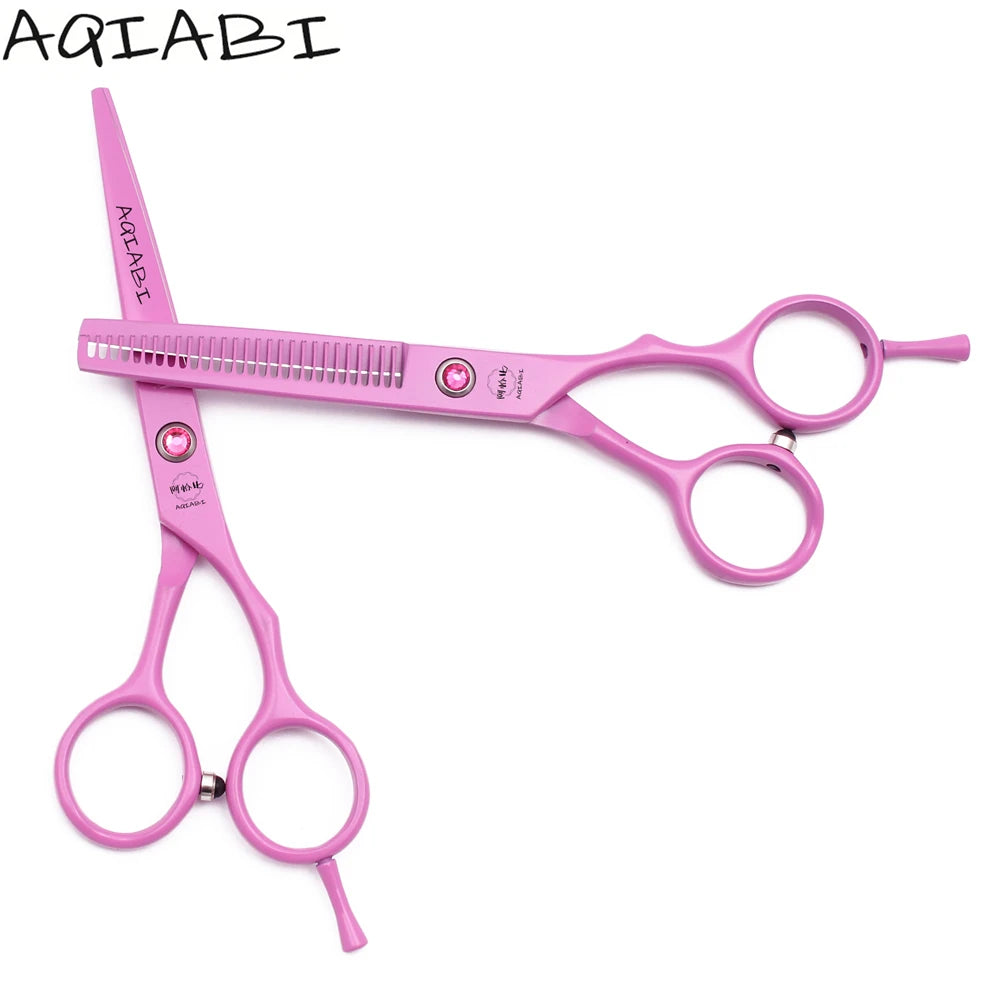 Professional Hairdressing Scissors 5.5" Barber Scissors Japan Stainless Pink Hair Cutting Scissors Salon Thinner A1013