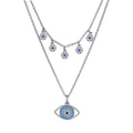Evil Eye Necklace Series Double Layer Design Versatile Hassam Pendant European and American Trendy Fashion Necklace Accessories