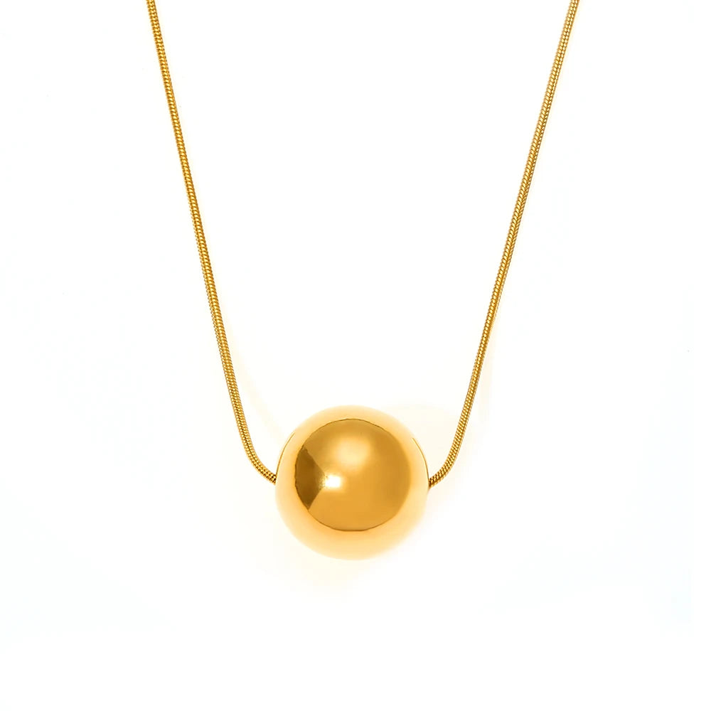 Hot Niche Accessories Geometric Beads Pendant Personality Snake Bone Chain Stainless Steel Gold-plated Necklace
