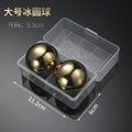 Custom logo 2pcs Set 55mm Gold Silver Whisky Frozen 304 Stainless Steel Circular Round Ice Stone Tartar Hockey Wave Ice Ball