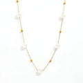 Joolim Jewelry 18K Gold Plated Imitation Pearl Dainty Chain Beads Satellite Necklace Stainless Steel Jewelry Wholesale