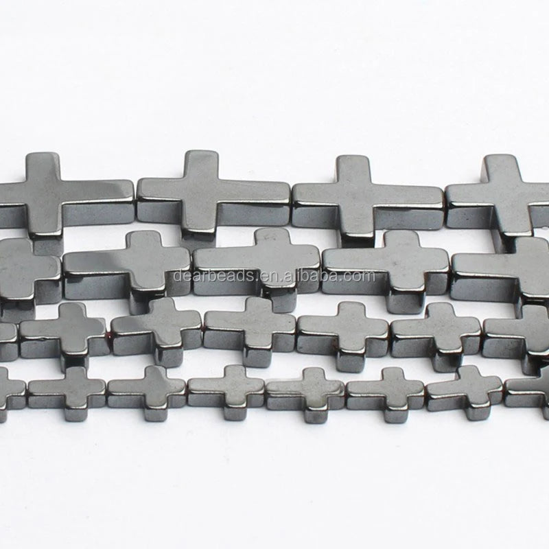 Wholesale Cheap Hematite Latin and Greek Cross Healing Crystal Beads Strand for DIY Jewelry Making 4mm 6mm 8mm 10mm 38CM