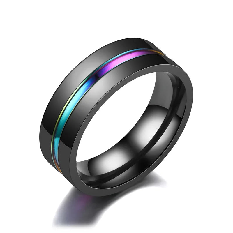 High Quality Anillos Negros Simple Aristocratic Stainless Steel Engagement Band Black Ring for Men