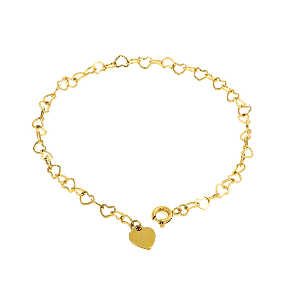 Joolim Stylish Stainless Steel 18K Gold Plated Dainty Heart Bracelet Design Jewelry Wholesale
