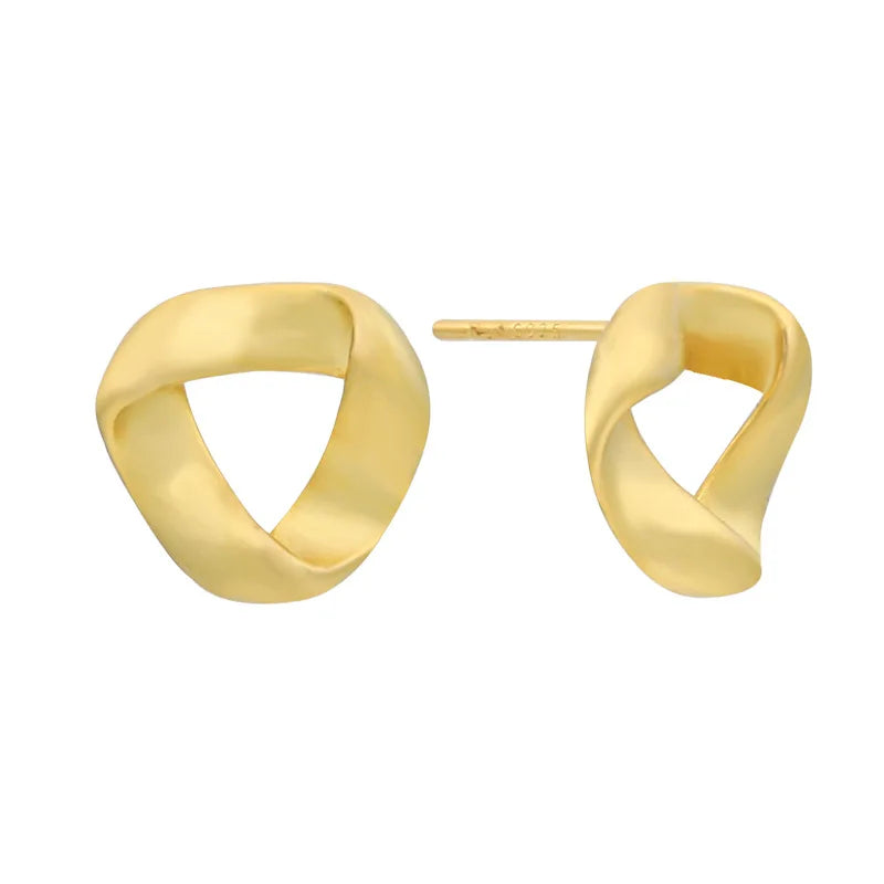 925 Silver Geometric Triangle Twisted Earrings Gold Plated for Anniversary Party Gift Occasions
