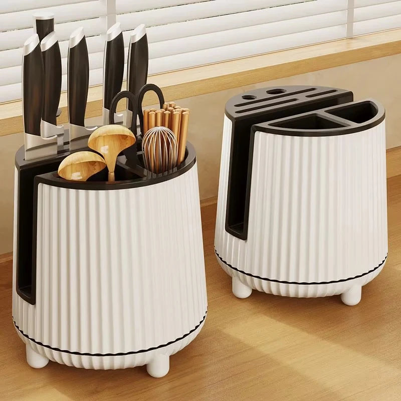 Multi-function Rotary Knife Holder Chopsticks Bucket Plastic Kitchen Knives Spoon and Chopsticks Storage Holder Rack