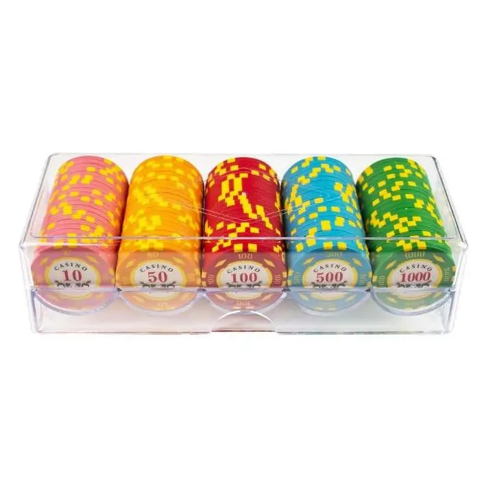 YH Factory Price 100pcs Transparent Acrylic Thickness 40mm Poker Chips Case With Cover for Sale