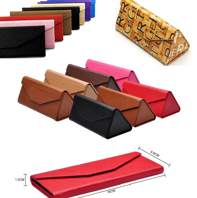 Eyeglasses Packaging Folding Glasses Case Accessories Custom Printing Logo Pu Protective Sunglasses Triangle Box Case