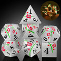New Style Plum Blossom 7pcs Metal Dnd Dice Polyhedral Playing Dice Set D&D RPG Dice Metal for Board Game Luminous pink