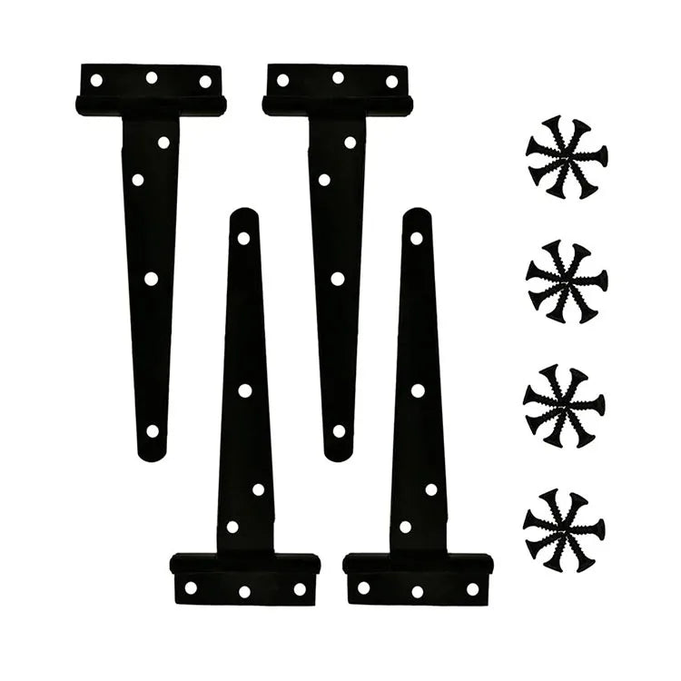 Heavy Duty 8 Inch Rustproof Iron T-Strap Shed Hinge Black Rustic Metal Barn Door Hinges for Gates T/Tee Hinge Weatherproof
