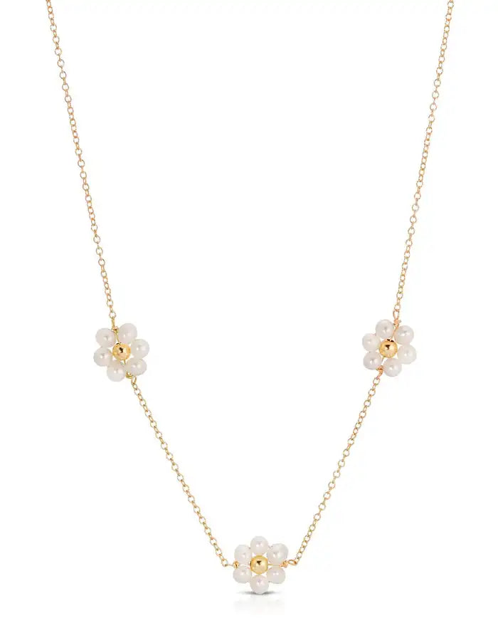 Wholesale Natural Pearl Necklace Jewelry Flora Choker Daisy Flower Pearl Pendent Necklaces Freshwater Pearl Necklace