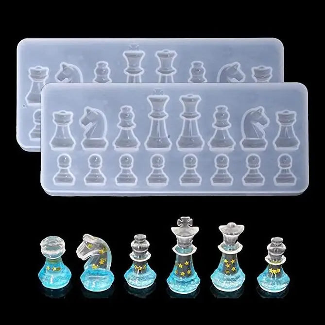 HY International Chess Silicone Mold for Epoxy Resin Craft Casting Chocolate Candy Fondant Sugar