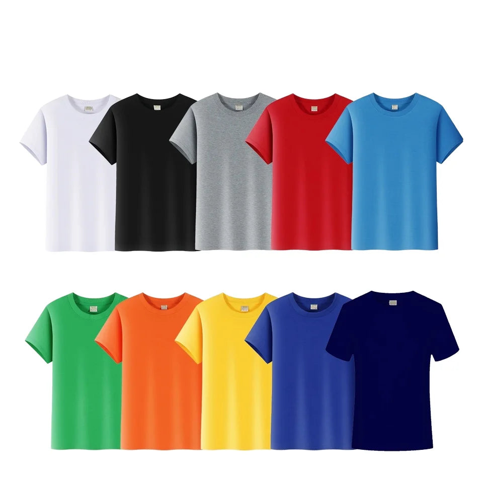 Custom Logo Embroidery Silk Screen Summer Work Clothes-Summer Cotton T-Shirt Short Sleeve Solid Pattern Enterprise Party T Shirt