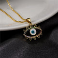 Bohemian Copper 18K Gold Plated Eye Shaped Evil Eye Necklace