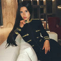Stage Sexy Women Fashion Women Elegant Round Neck Long Sleeve Coat Mini Metal Studded Bandages Jacket Bodycon