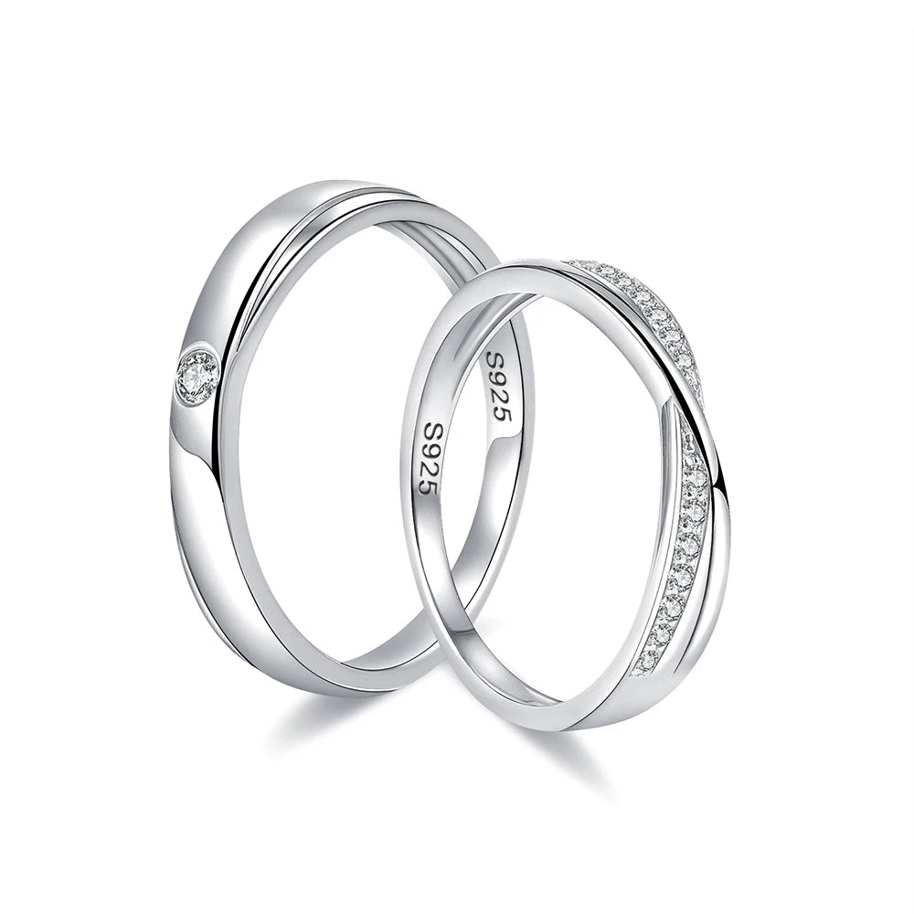 KH558 Abiding Customize 925 Sterling Silver Wedding Ring Set Lab Grown Diamond Moissanite Zircon CZ Couple Ring Set