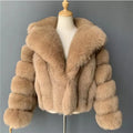 Excellent Fluffy Custom Winter Heavy Warm Women Crop Fur Collared Real Fox Fur Coat Jacket