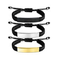 Engraving Personalized ID logo Bracelet Stainless Steel Silver 18k Gold Black Stamping Blank bar Tube Macrame Rope Cord Bracelet