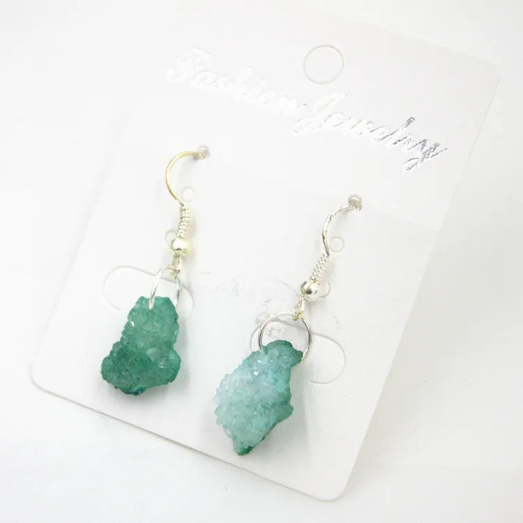 Fashion Agate Geode Stone Dangle Drop Earrings for Women Girls Healing Crystal Jewelry