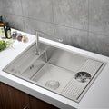 6848 Handmade Brushed Thickening Hidden Kitchen Sink with Cup Washer Multifunction Modern Kitchen Sink Stainless Steel