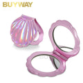 Double-Sided HD Magnifying Foldable Shell Portable Small Pocket Handheld Cosmetic Mirror with Customized Color for Makeup