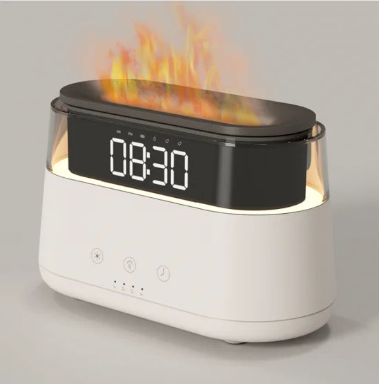 180ml Digital Alarm Clock Flame Essential Oil Diffuser Innovative Simulation Humidifier with Timer Function for Household Use