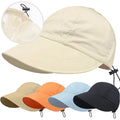 Fisherman Cap Sun Hat Portable Foldable Wide Brim Sun Protection Hats Summer Quick-drying Visors Adjustable Drawstring Caps