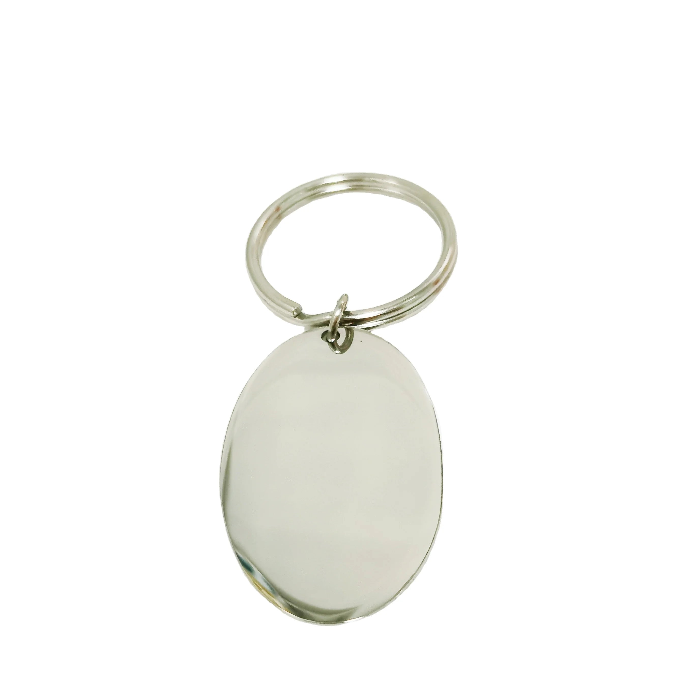Stainless Steel Vintage Christian Oval Key Chain Blank Plate Pet Collar Pendant Dog Puppy Name ID Memento High Polish Necklace