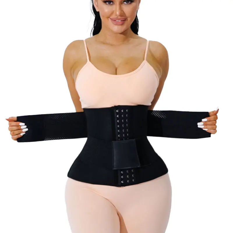 Premium Neoprene Waist Trainer Tummy Tuck Corset with Double Belt Breathable Slim Shapewear Sauna Sweat Plus Size Waist Cinchers