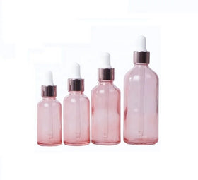 Hot Selling 30mL Glass Dropper Bottle Rose-gold Glass Dropper Bottle 1oz pink Cosmetic Bottles with logo