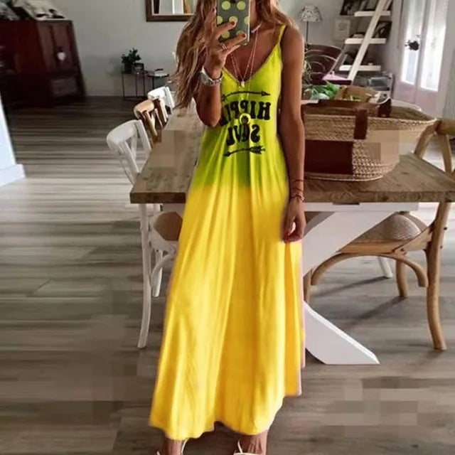 Women's Dresses 2025 Summer New Fashion Women's Letter Printed Spaghetti Strap Casual Sleeveless Dress Loose Plus Size Soft