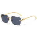 Classic Rimless Sunglasses Men Women Fashion Leopard Decoration Small Sun Glasses Stylish Frameless Driving Travelling Shades