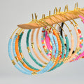 Boho Vintage Gold Plated Earrings Handmade Colorful Rice Seed Bead Alloy Hoop  Geometric Pattern Party Gift for Women's