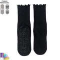 Custom Grip Pilates Non-Slip Yoga Socks 100% Cotton Knitted Crew High Lace Embroidery Digital Cuff Bottom for Spring Sports