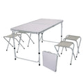 Wholesale Custom Aluminum Lightweight Camping Foldable Dining Table Set Modern Outdoor White Folding Table with Four Chairs
