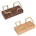 Wood Brass Business Card Holder Walnut Name Card Display Stand Office Tabletop Business Card Organizer