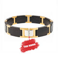 DODO DEER Vintage Unisex Gold Plated Stainless Steel Handmade Custom Wood Chain & Link Bracelet for Lovers-Gift