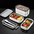 Leakproof 304 Stainless Steel Bento Lunch Box Thermal Insulated Metal Food Container with Compartments & Cutlery for Kids Adults