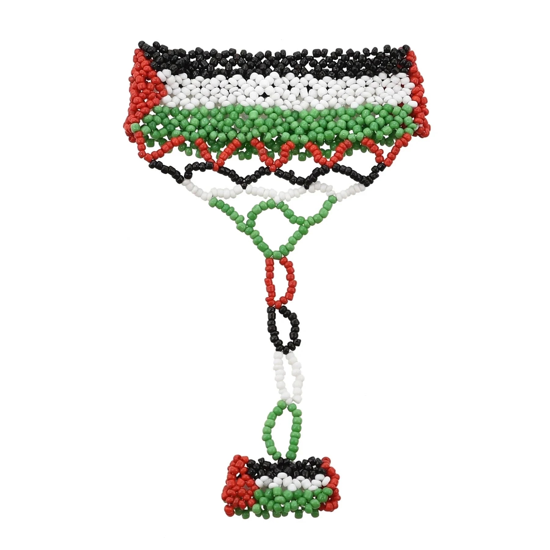 Colorful Rice Beaded Finger Stretch Bracelet Handmade Ethnic Tribe Hand Jewelry