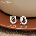 VIANRLA 925 Sterling Silver Minimalist Plated Irregular Shiny Geometric Earrings for Girls Dropshipping